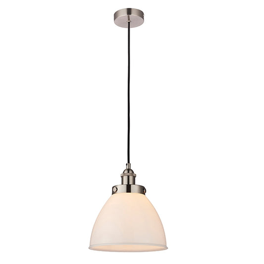 Rowan Opal Glass Ceiling Pendant Light In Satin Nickel