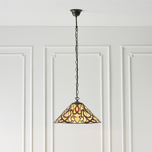 Ruban Medium Tiffany Glass Ceiling Pendant Light In Dark Bronze