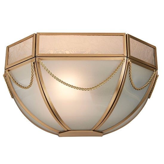 Russell Frosted Glass Wall Light In Antique Brass