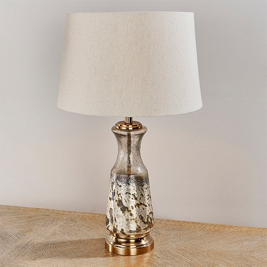 Samuel Vintage White Linen Table Lamp In Volcano Ombre