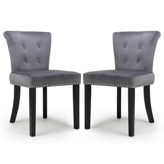 Sandringham Grey Brushed Velvet Accent Chairs In Pair