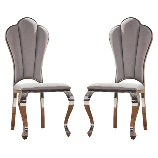 Sardinia Grey Fabric Upholstered Dining Chairs With Chrome Legs