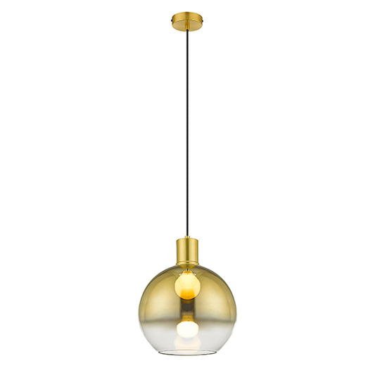 Savannah 1 Smoked Glass Globe Bulb Ceiling Pendant Light In Gold