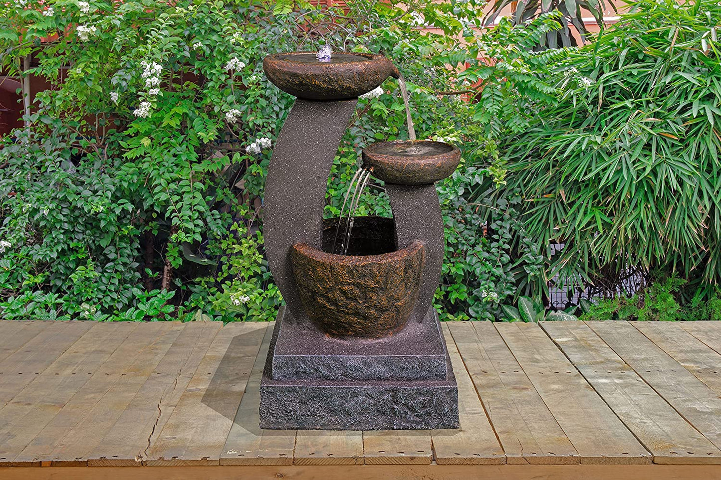 Shinto 3 Tier Pouring Bowls Water Feature With Lights