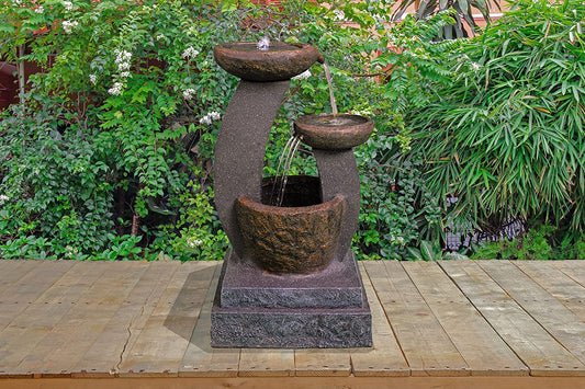 Shinto 3 Tier Pouring Bowls Water Feature With Lights