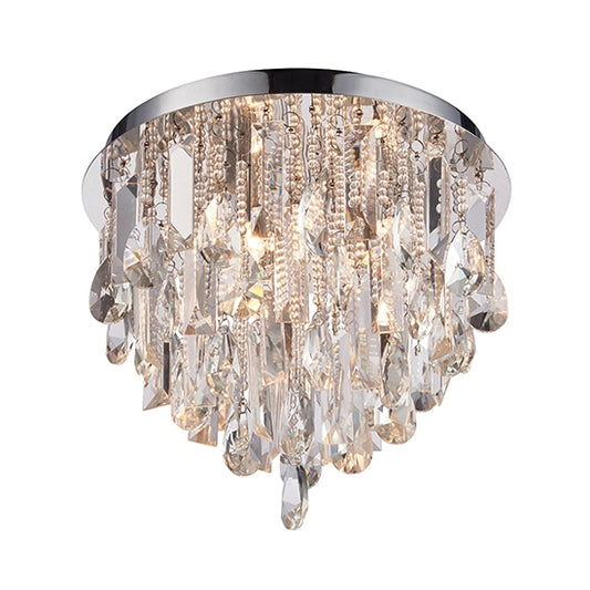 Siena Clear Crystal 3 Lights Flush Ceiling Light In Chrome
