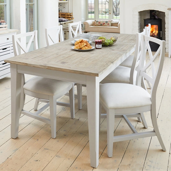 Signature Extending Wooden Dining Table In Grey And Oak