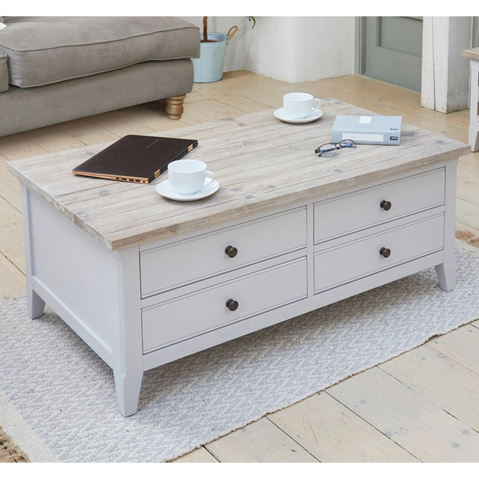 Signature Large Wooden Coffee Table In Grey And Oak