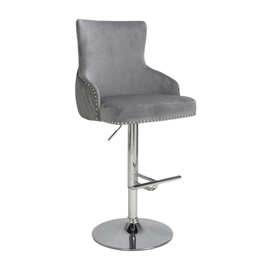 Sirocco Brushed Velvet Bar Stool In Grey