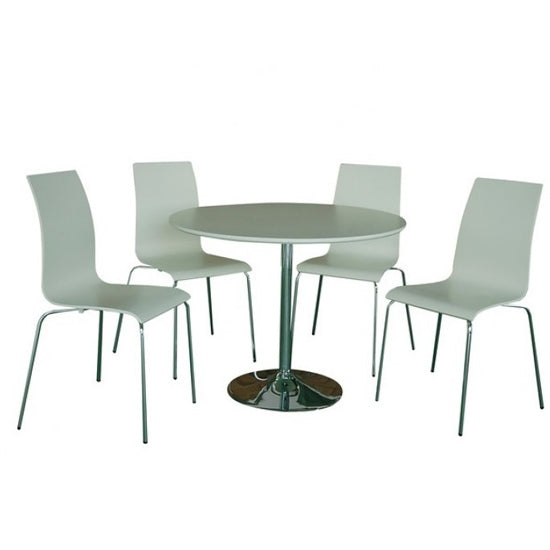 Soho Wooden Dining Set In White With 4 Chairs