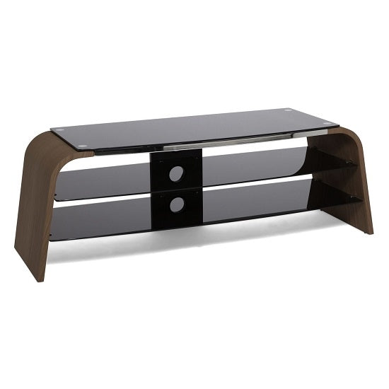 Spectrum Medium Wooden TV Stand In Walnut With Black Glass