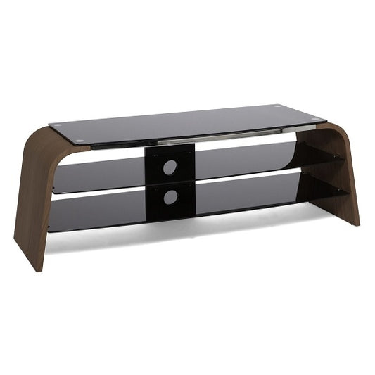 Spectrum Medium Wooden TV Stand In Walnut With Black Glass
