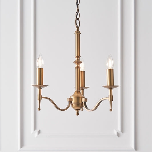 Stanford 3 Candle Lamps Ceiling Pendant Light In Antique Brass