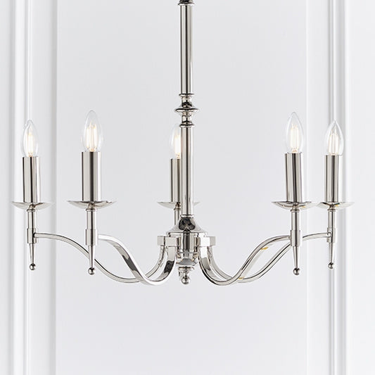 Stanford 5 Candle Lamps Ceiling Pendant Light In Polished Nickel