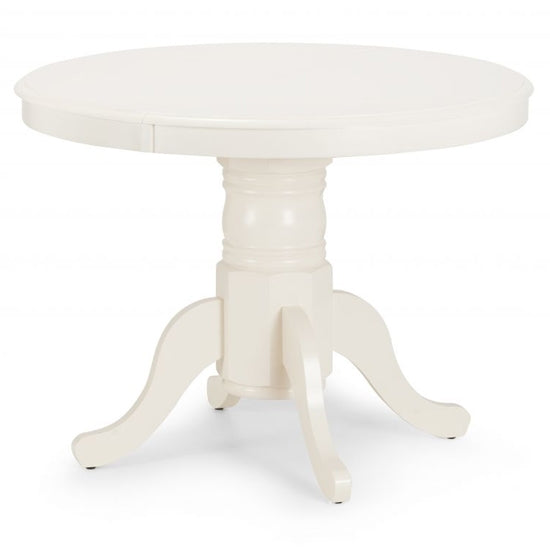 Stanmore Round To Oval Extending Wooden Dining Table In Ivory