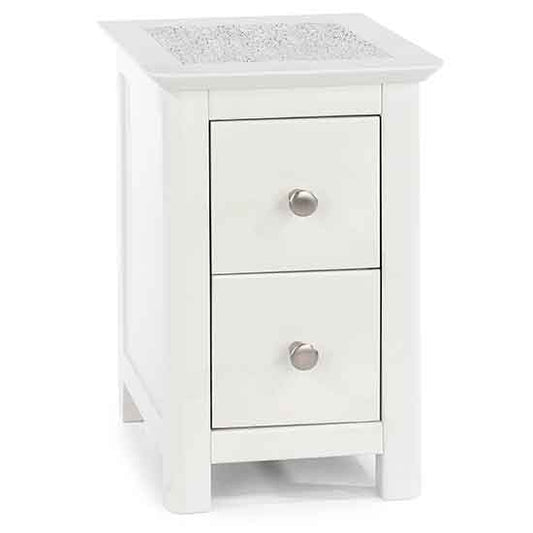 Stirling Natural Stone Top 3 Drawers Bedside Cabinet In White