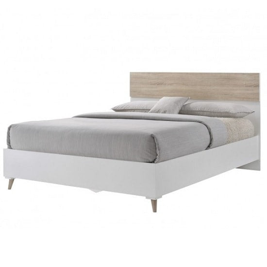 Stockholm Wooden Double Bed In White And Oak