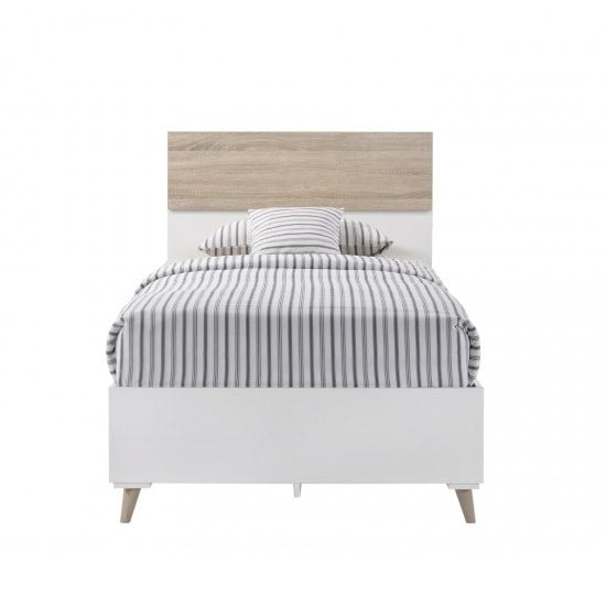 Stockholm Wooden Single Bed In White And Oak