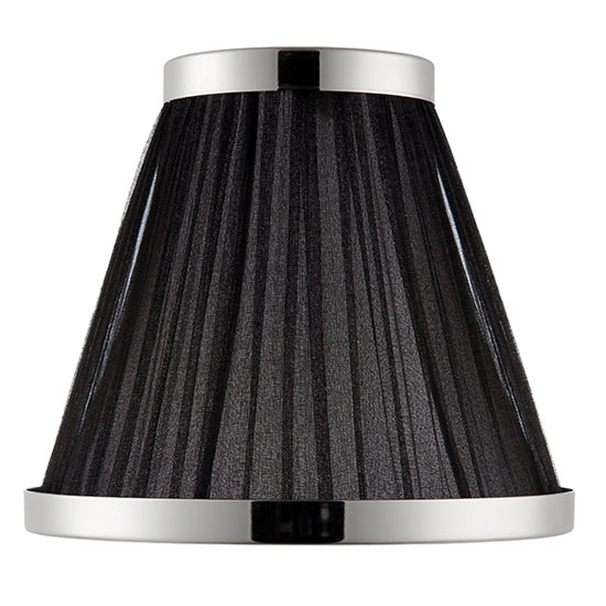 Suffolk Fabric 8 Inch Shade In Black Organza With Polished Nickel Plate