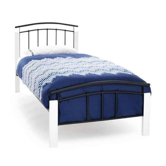 Tetras Metal Single Bed In White And Black