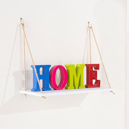 Thames Wooden Rope Wall Single Shelf In White