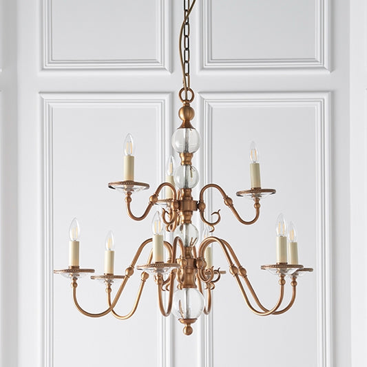 Tilburg 9 Lights Ceiling Pendant Light In Antique Brass