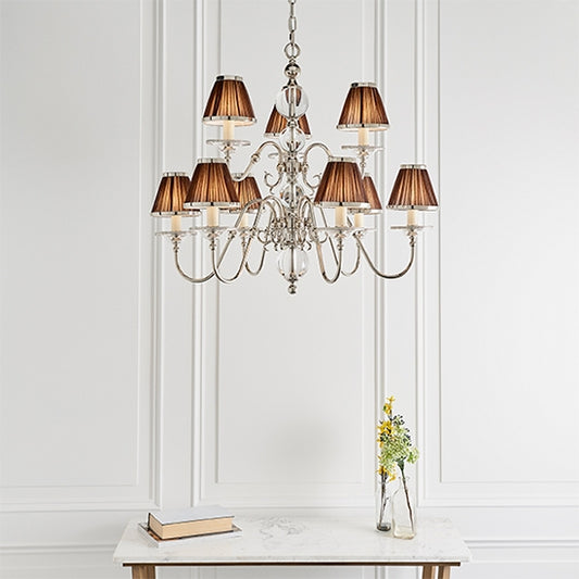 Tilburg 9 Lights Chocolate Shades Ceiling Pendant Light In Polished Nickel