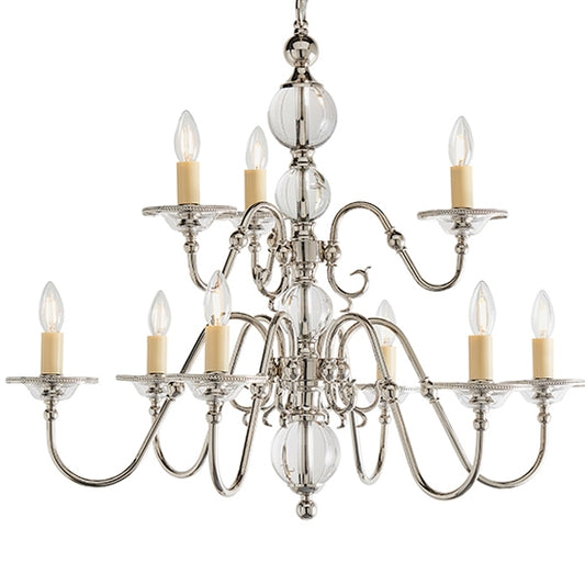 Tilburg Clear Crystal 9 Lights Ceiling Pendant Light In Polished Nickel