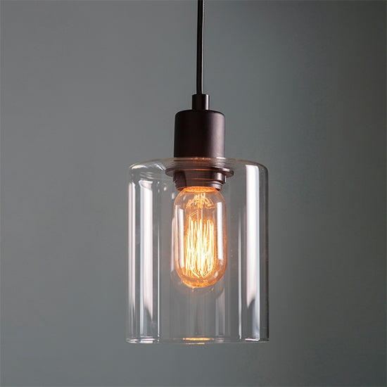 Toledo Clear glass Ceiling Pendant Light In Matt Black