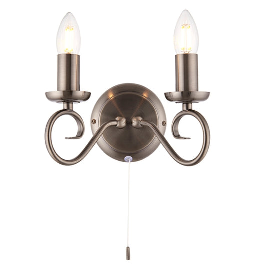 Trafford 2 Lights Wall Light In Antique Silver