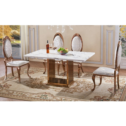 Tuscany White Marble Dining Set With 6 Chairs