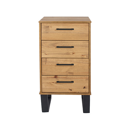 Texas Narrow Wooden Chest Of 4 Drawers In Antique Wax