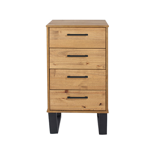 Texas Narrow Wooden Chest Of 4 Drawers In Antique Wax