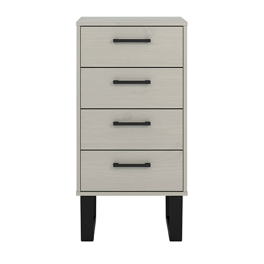 Texas Narrow Wooden Chest Of 4 Drawers In Grey Washed Wax