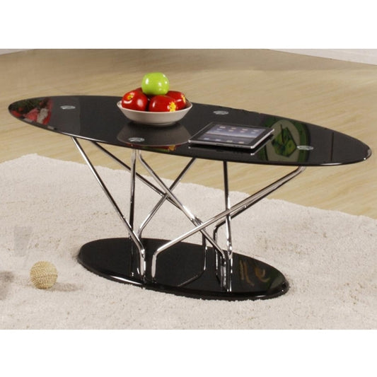 Uplands Black Glass Coffee Table With Chrome Legs