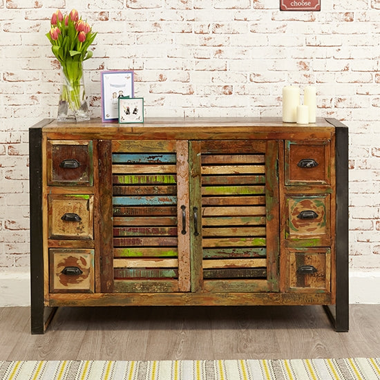 Urban Chic Wooden Sideboard With 2 Doors And 6 Drawers