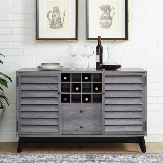 Vaughn Wooden Wine Cabinet In Grey Oak