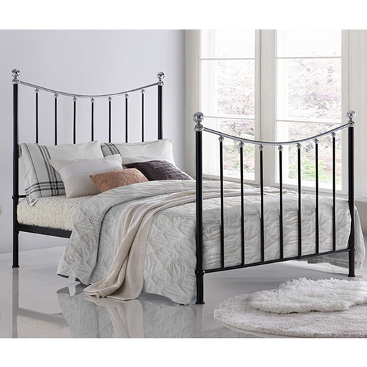 Vienna Metal Double Bed In Black And Silver