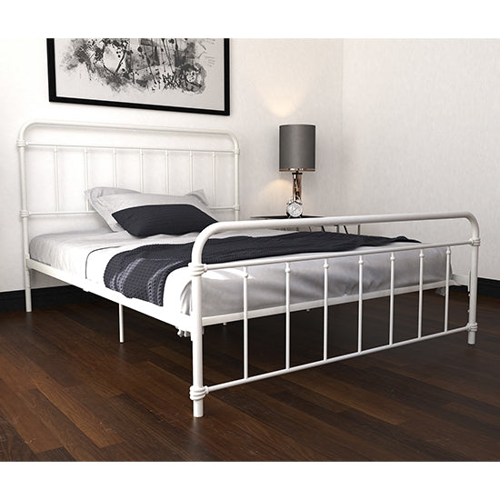 Wallace Metal Double Bed In White