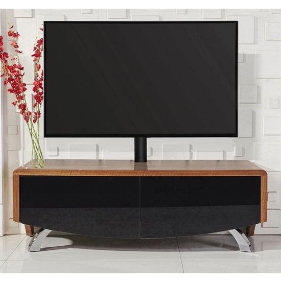 Wave Ultra Wooden TV Stand In Walnut With 2 Soft Open Doors
