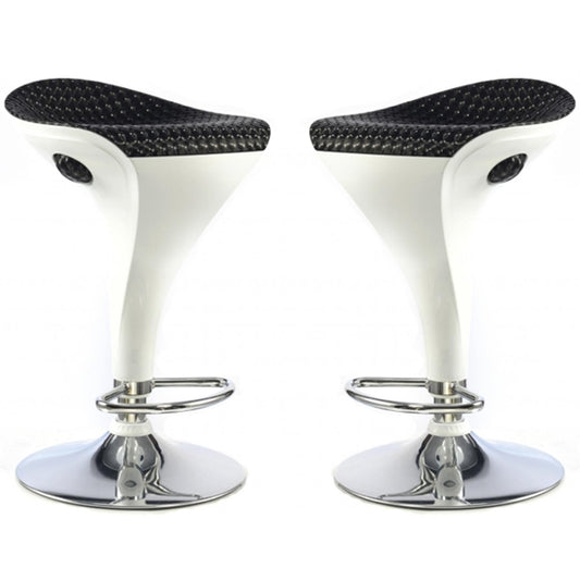 Welford White And Black Textilene Seat Bar Stools In Pair