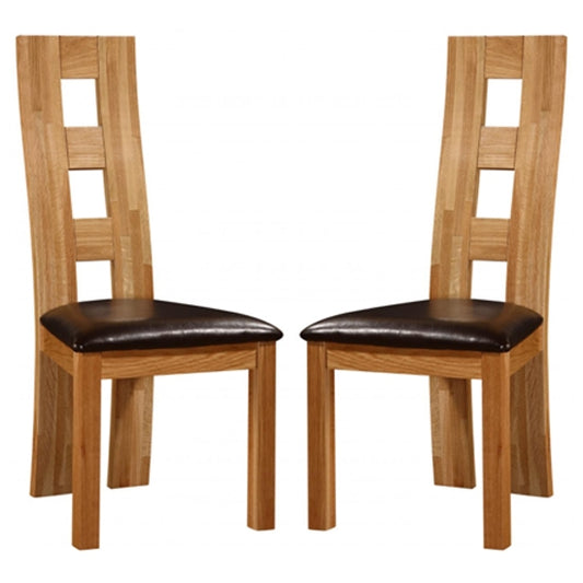 Weston Oak Wooden Dining Chairs In Pair