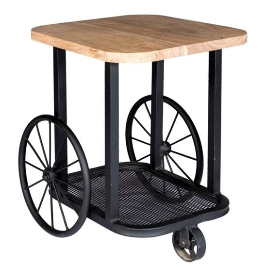 Wickon Craft Wheel Wooden End Table In Oak