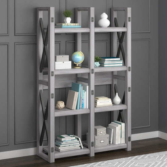 Wildwood Wooden Bookcase In Rustic White