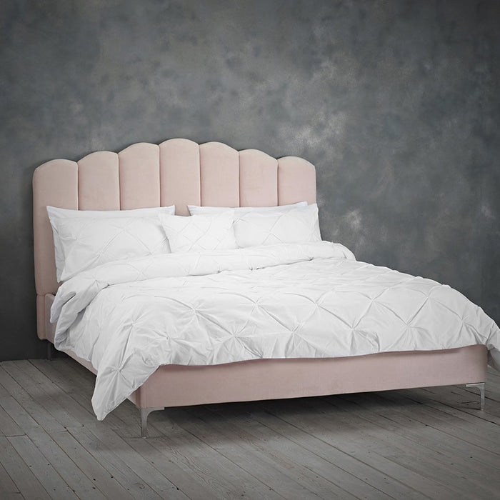 Willow Fabric King Size Bed In Pink