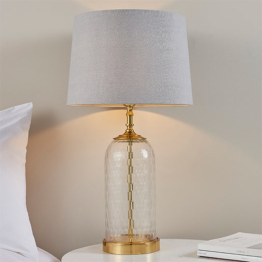 Wistow And Mia Charcoal Shade Table Lamp In Clear Glass Base
